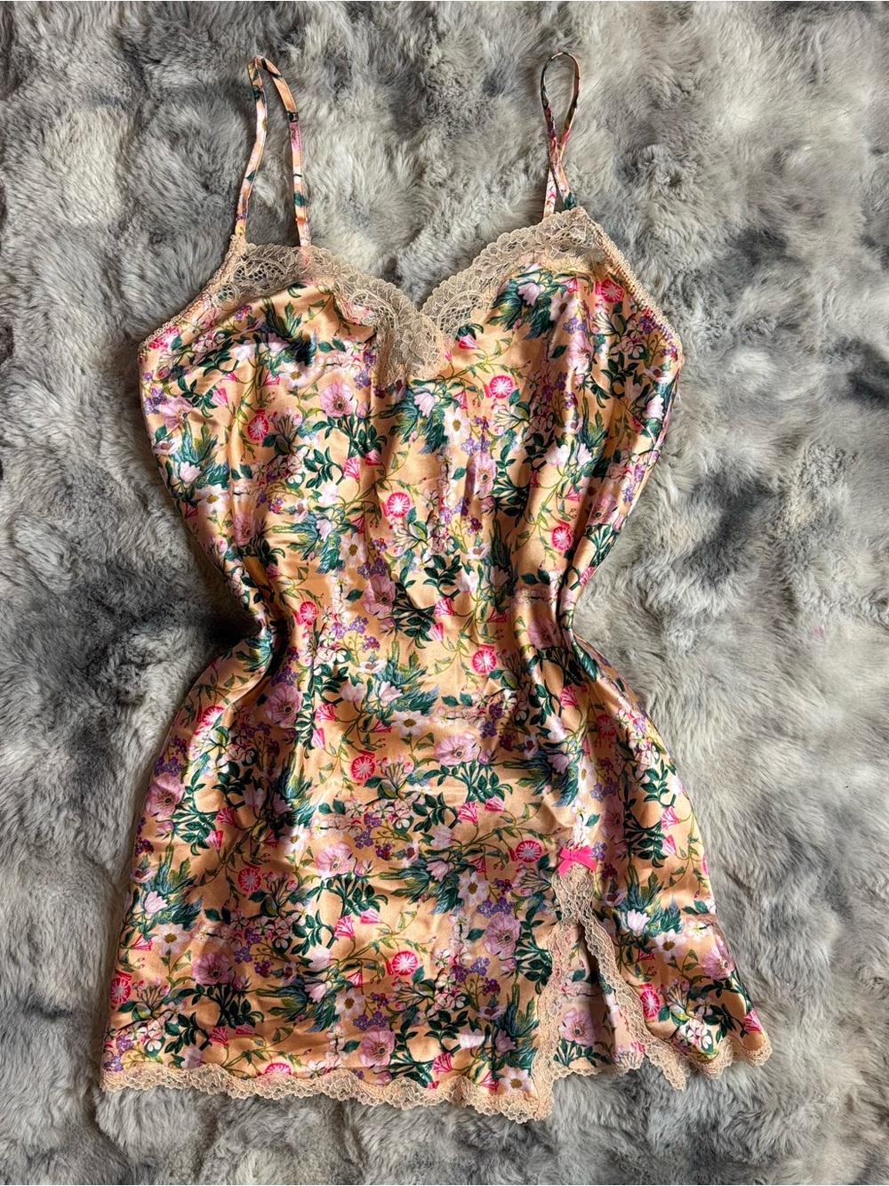 Victoria’s Secret Floral Satin Lace Slip Nightgown – Medium 🌸